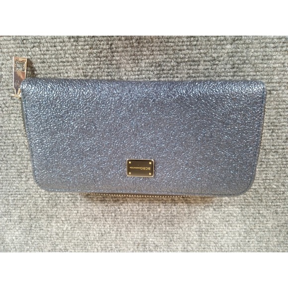 BCBGeneration Handbags - BCBGeneration Logo Zip Pouch Blue Glitter Designer Preppy NWOT